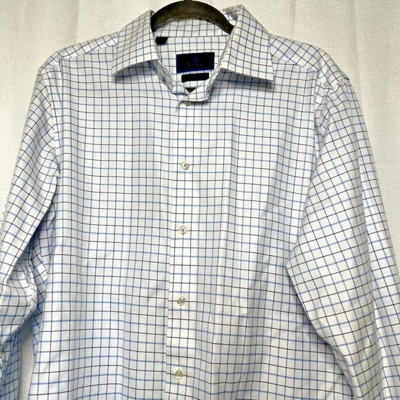 David Donahue Luxury Non-Iron Trim Fit Dress Shirt 100% Cotton - Picture 4 of 10